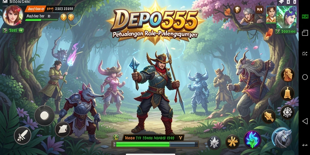 Screenshot gameplay DEPO555 yang menampilkan pertempuran epik ARPG.