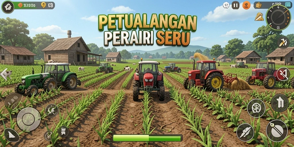 Screenshot FO8 menampilkan gameplay pertanian yang mengasyikkan dan penuh warna.