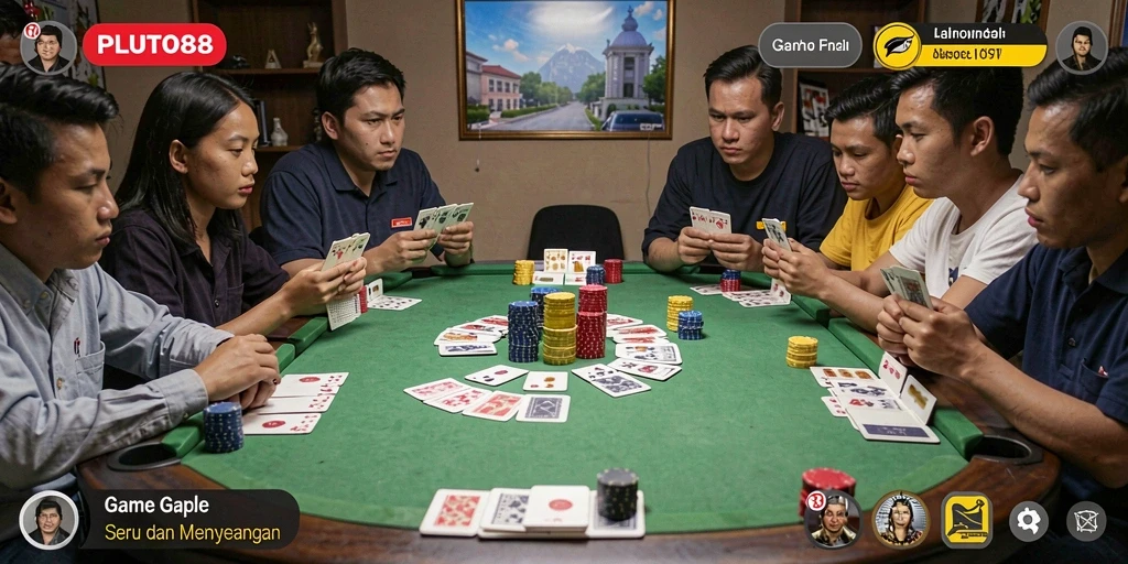 Tampilan gameplay Gaple yang seru dan interaktif di PLUTO88.