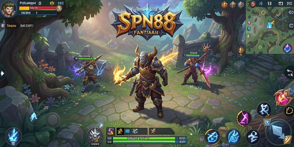 Screenshot SPN88 menunjukkan aksi pertarungan seru dalam dunia fantasi.