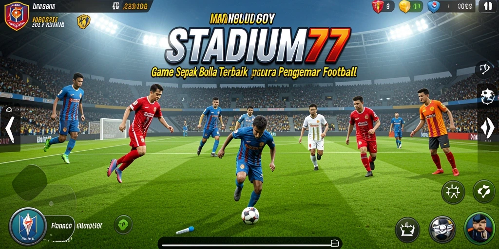 Tampilan gameplay STADIUM77 yang menegangkan di lapangan sepak bola.