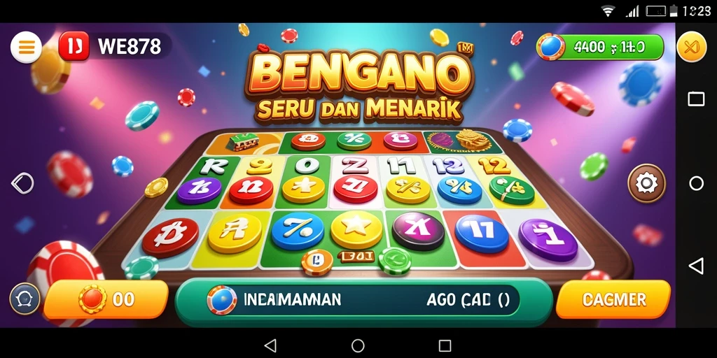 Tampilan gameplay bingo yang menarik dan penuh warna.